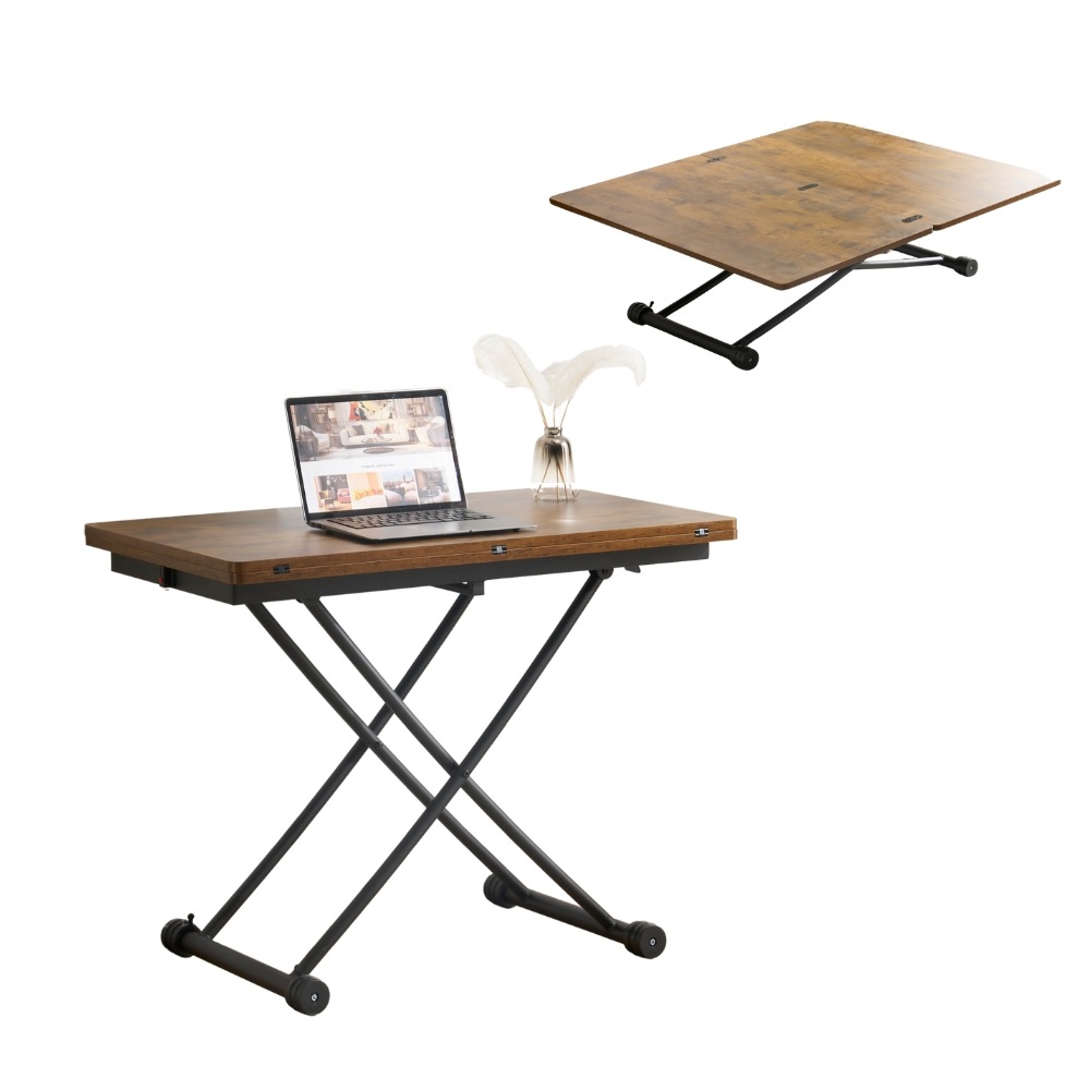 【国内出荷 - 3日配達】テーブル 天板が2倍に広がるガス圧昇降テーブル 100×50 100×100 ガス圧昇降式テーブル 昇降テーブル 作業用 デスク ダイニングテーブル ローテーブル センターテ