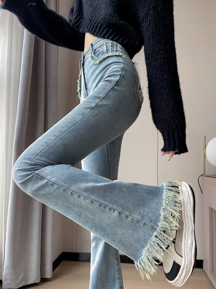 ボトムス Gパン ズボン アンクル丈 デニム パンツ ハイウエスト フレアデニム 細身 ジーンズ ボトムス ベルボトム 伸縮性 デニム シンプル カジュアル 大人 上品 おしゃれ お洒落 レトロ 無地