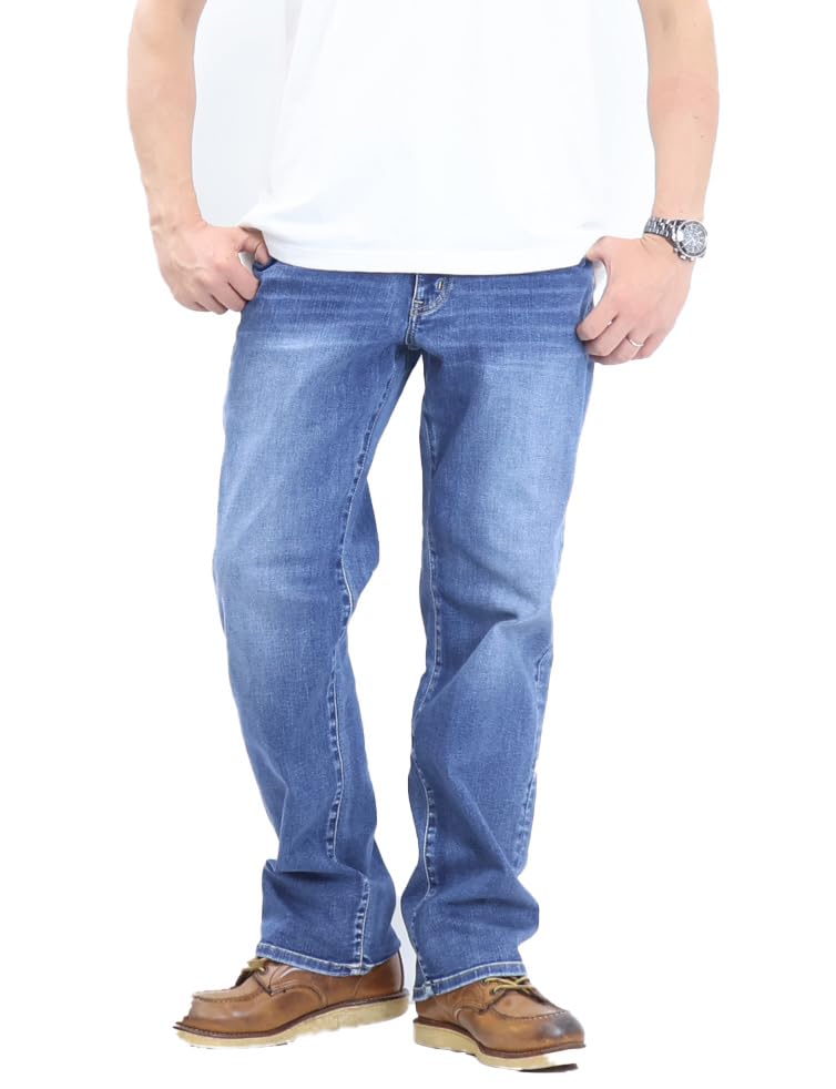 [エドウィン] ジーンズ デニムパンツ ワイドストレート ストレッチ EZD04 メンズ 淡色ブルー