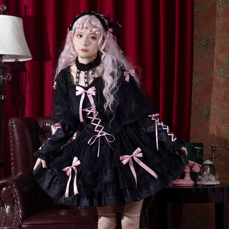 恋愛プロローグロリータスカートオリジナル正規版op長袖ワンピース甘くクールダークゴシック風ロリータスカート