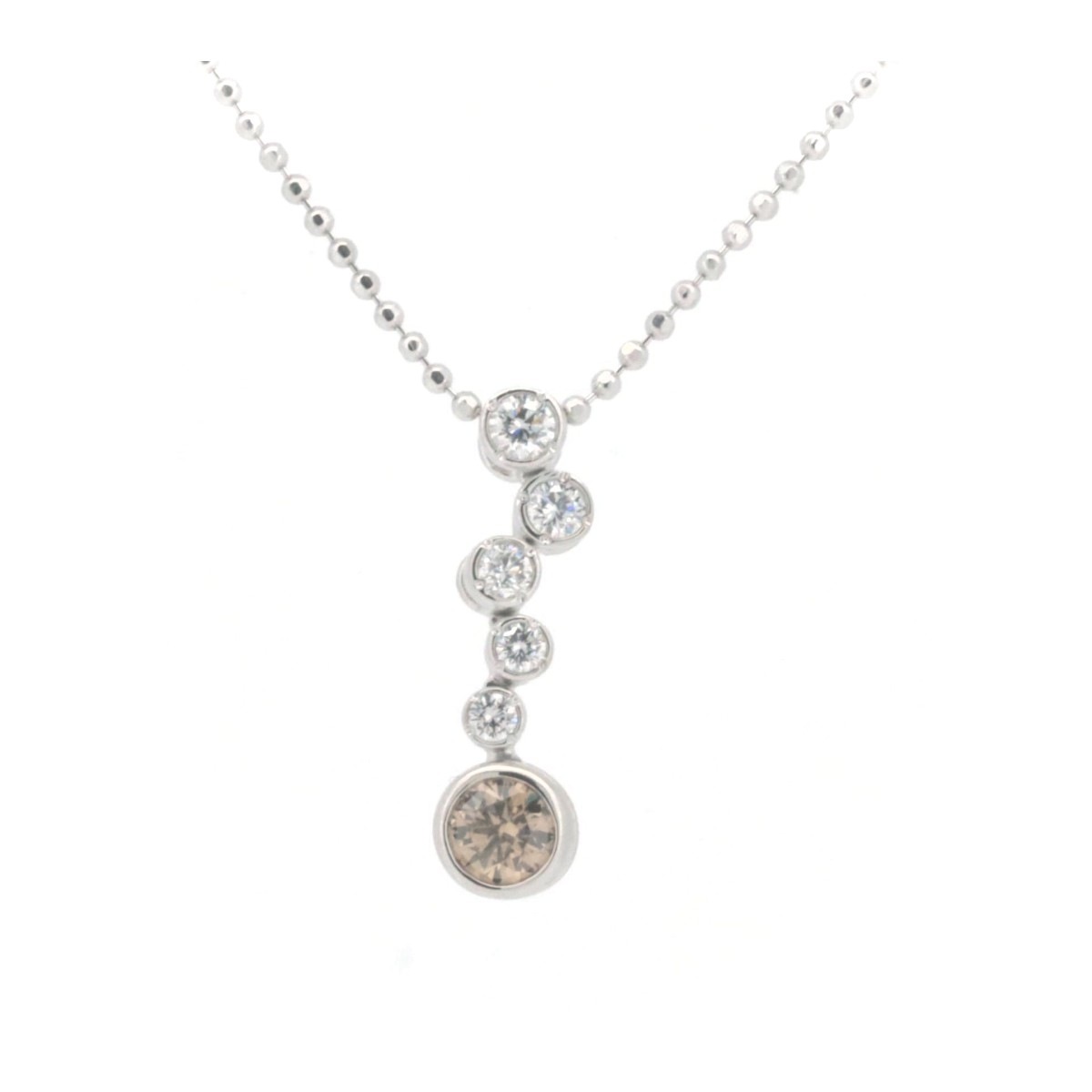 カシケイ ベゼル ダイヤモンド ネックレス 0.31ct 0.20ct PT900/PT850(プラチナ) 質屋出品