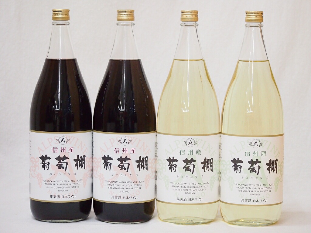 信州産葡萄棚セット 赤ワイン2本 白ワイン2本 中口(長野県)1800ml4