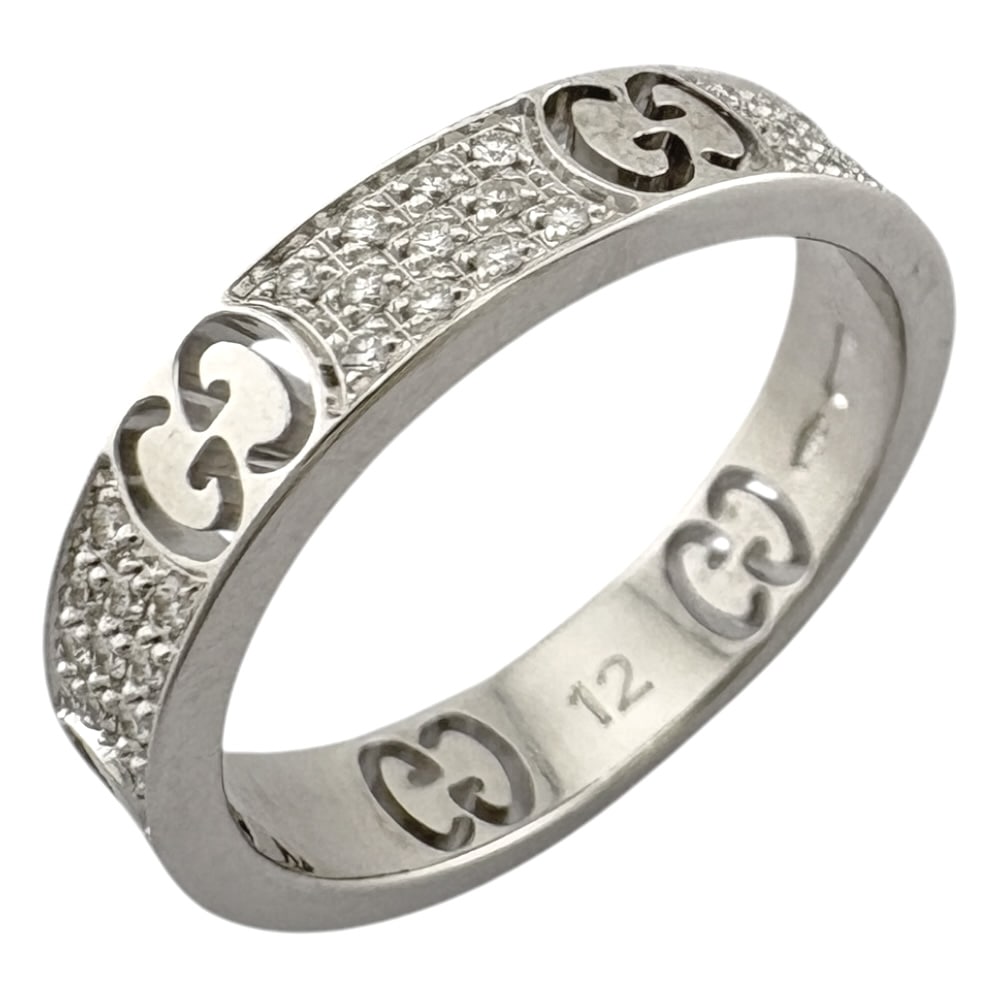 グッチ アイコン スターダスト パヴェ リング 指輪 11号 18金 K18ホワイトゴールド ダイヤモンド GUCCI 中古 美品