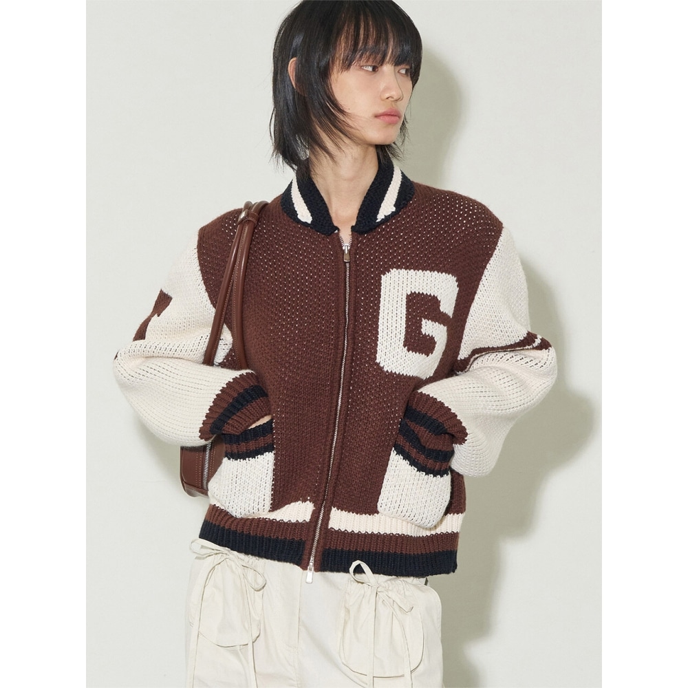 ILLIGO IG バーシティニットジップアップブラウン