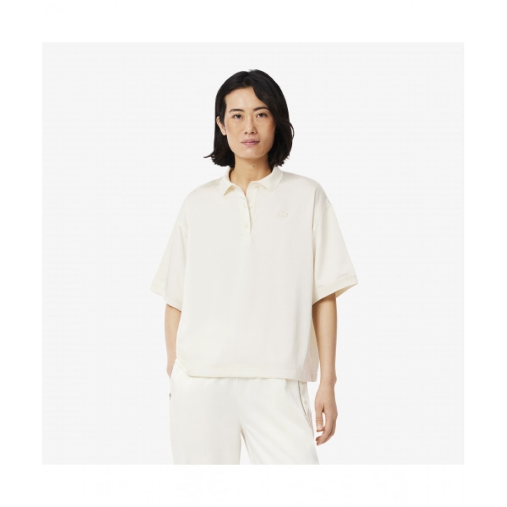 LACOSTE レディースオーバーサイズフィットシルキーフルイドシャツ [クリーム]