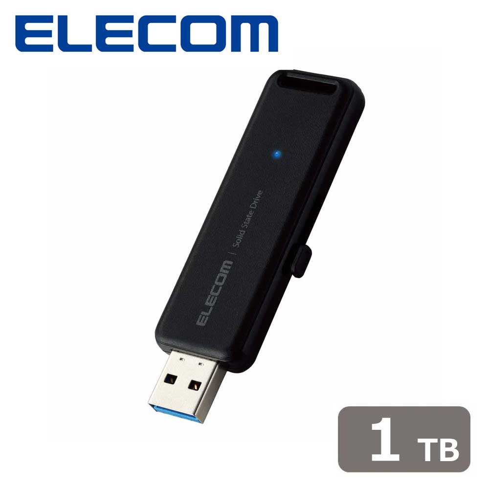 エレコムELECOM SSD 外付け 1TB USB3.2 Gen2 読出最大1000MB/秒 スライド式 ノック式 高速 耐衝撃 【 Windows 11 Mac OS PS5 PS4 テレビ レ