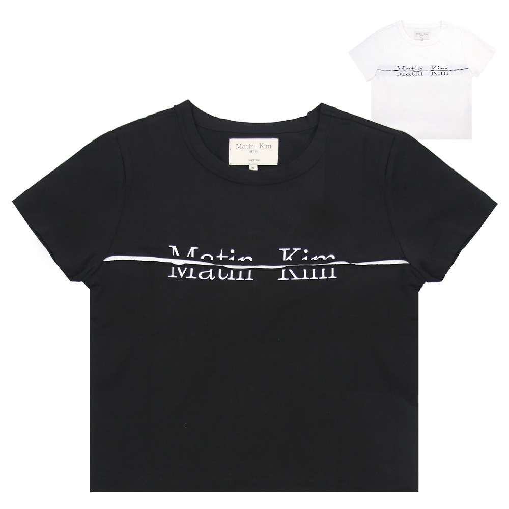 Tシャツ LOGO CUTTED CROP TOP 半袖 レディース 韓国 ファッション アパレル クロップド丈 スリムサイズ