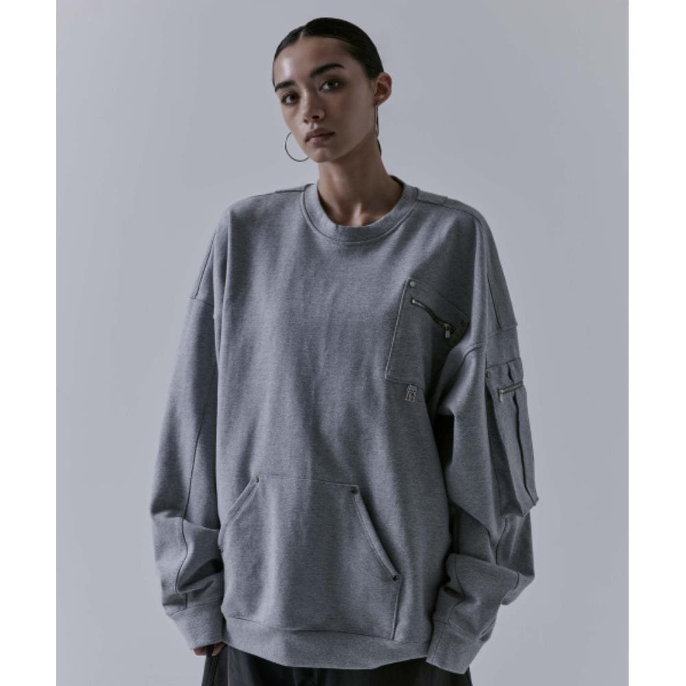 TREEMINGBIRD Multi Pocket Overfit Sweat Shirt Grey TM2 15,288円