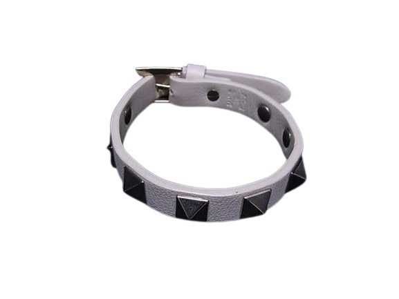 ヴァレンティノガラヴァーニ ブレスレット ロックスタッズ ブレスレット レザー - ゴールド金具 アイボリー系 バングル アクセサリー ブランド 小物 記念日プレゼント【本物保証】