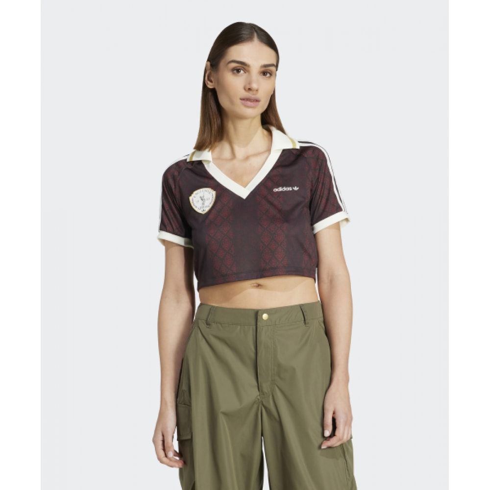 ADIDAS レトロ スポーツ クリケット インスパイア クロップ ジャージ - ブラウン / KA4378