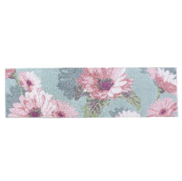 Thinka フランシール 吸着 30×110cm 玄関マット グリーン 滑り止め ズレ ラグ マット 花柄