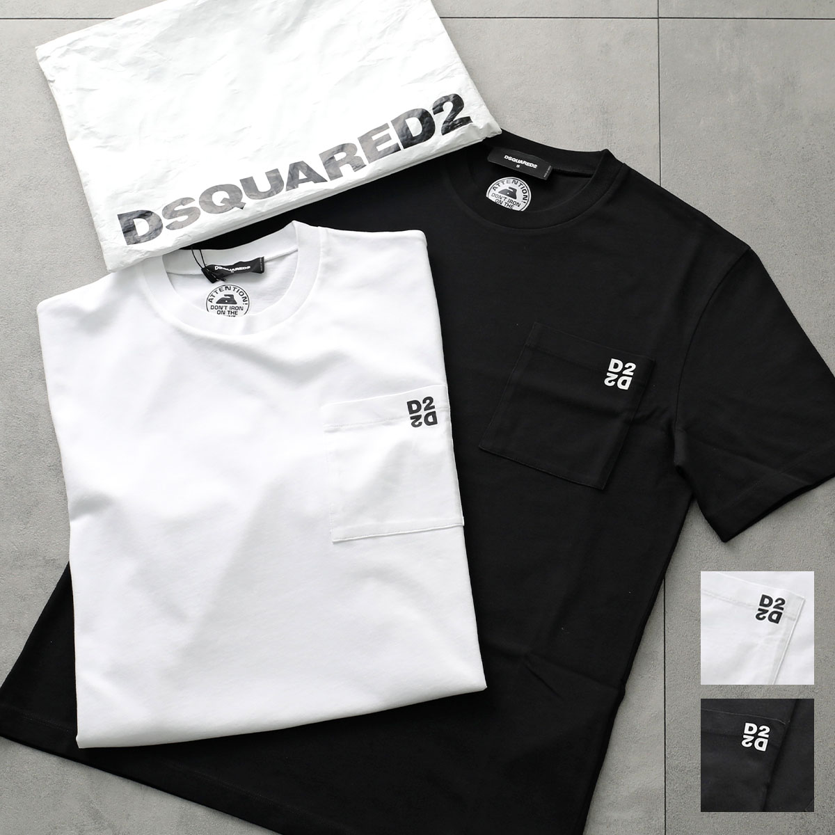 DSQUARED2 ディースクエアード Tシャツ Twin Pack Regular Fit Tee S74GD1475 D20033 メンズ 2枚セット 半袖 ロゴ コットン カラー3色 32,965円