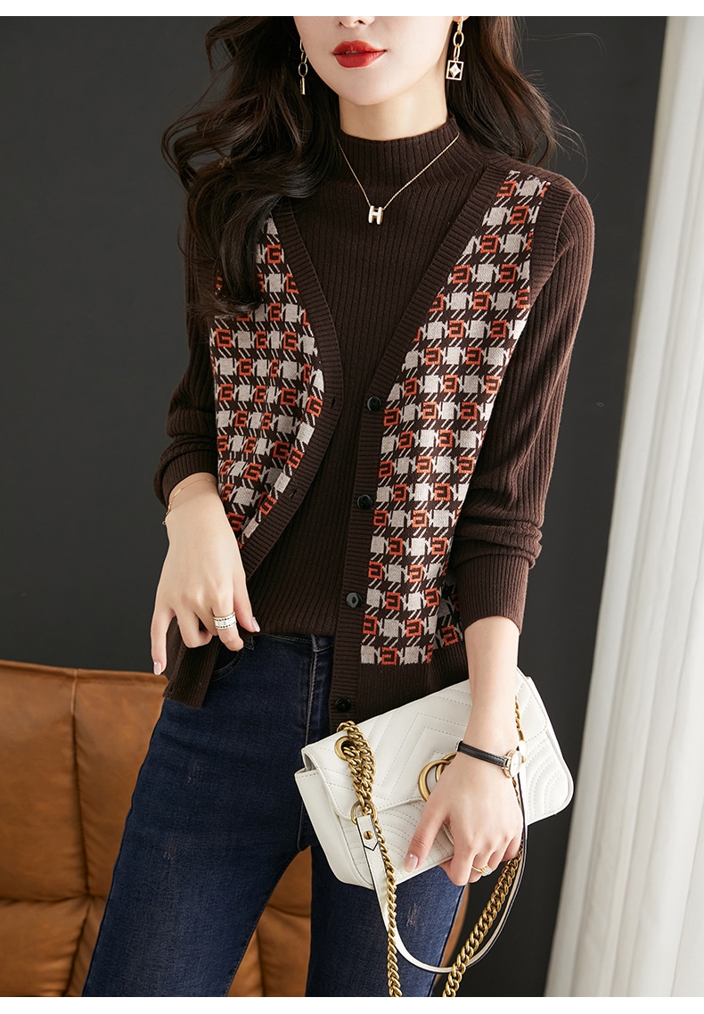 秋 冬 ニット ショート 黒 トップ ファッション ピット ストリップ セーター 女性 ブラウン ブラック M L XL XXLトップス ニットソー 袖あり かわいい 大人可愛い きれいめ シンプル