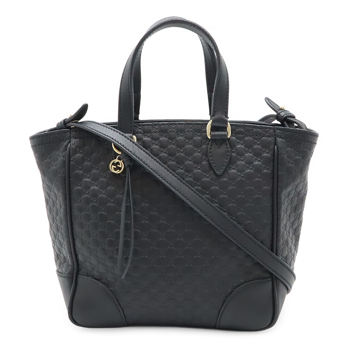 マイクログッチシマ ハンドバッグ 2WAY ショルダーバッグ 斜め掛け レザー ブラック 黒 ゴールド金具 アウトレット品 44924 47,880円