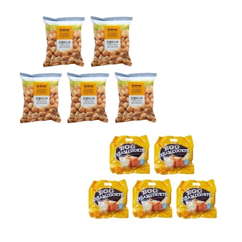 ノーブランドイン節ミスナック130g×5個+エッグクリームクッキー300g×5個学校事務所