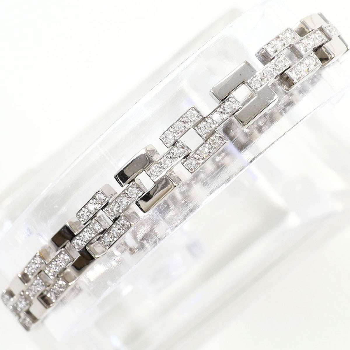 K18 18金 WG ホワイトゴールド ブレスレット ダイヤモンド 1.00ct 鑑別書 総重量約15.8g 約18cm ジュエリー 中古