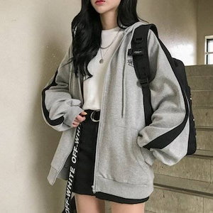 パーカー フーディー アウター レディース 秋 秋冬 大きいサイズ 長袖 スウェット カジュアル 羽織り フード付き スポーティー お洒落 オーバーサイズ ゆったり