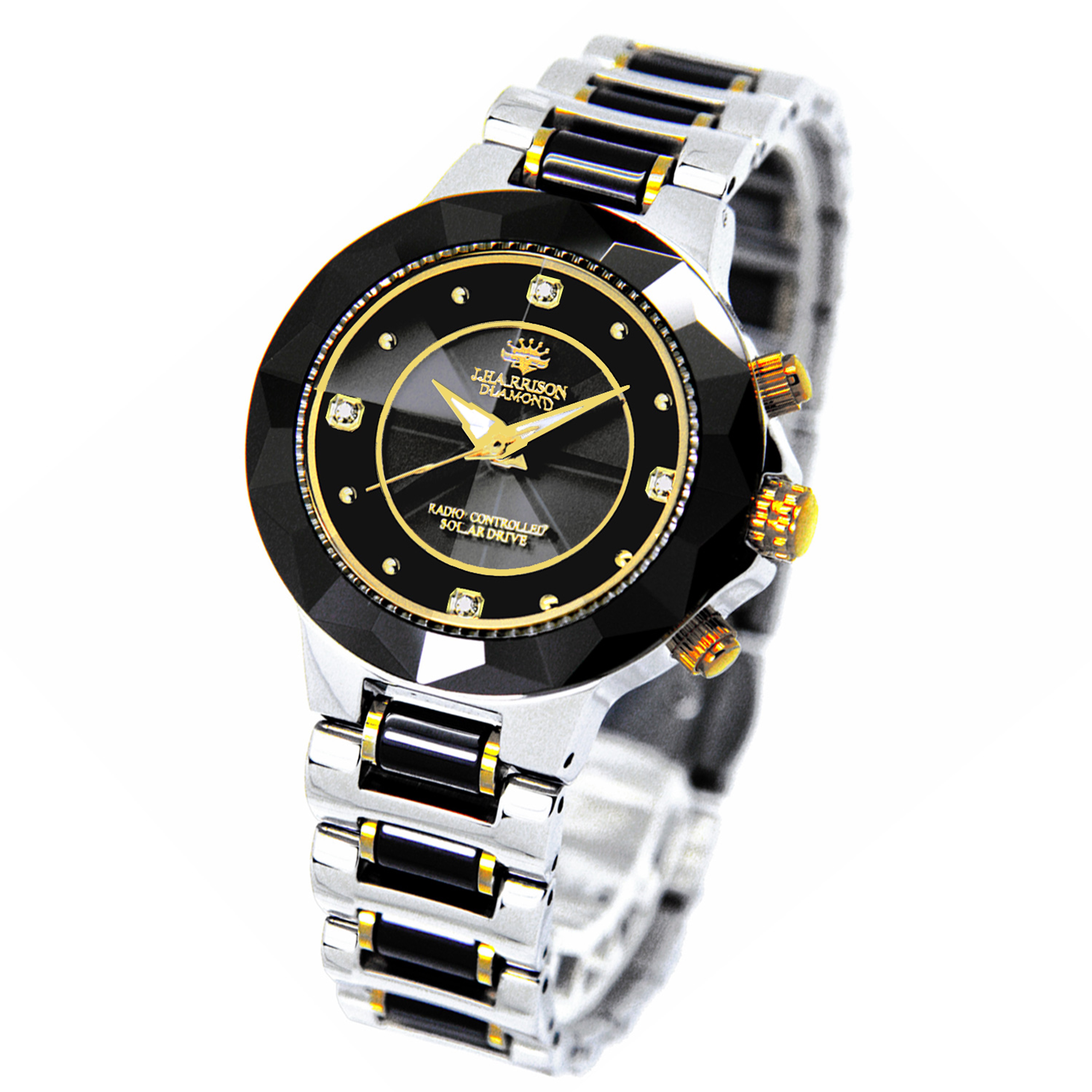 レディース腕時計 電波ソーラー ソーラー 電波 電池交換不要 JH-024BBL 恋人 カットガラス セラミックベゼル ブラック ダイヤ 誕生日 プレゼント 人気 高級感