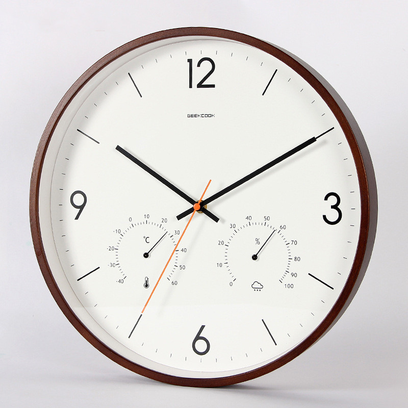 壁掛け時計 掛け時計 ウォールクロック 静音 掛け時計 温度 湿度 温湿度計 おしゃれ 北欧 連続秒
