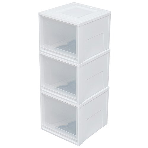 【3個セット】チェスト 収納ケース 引き出し MDサイズ(深型) ホワイト/クリア BC-MDチェスト