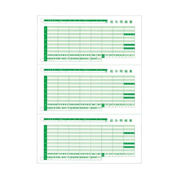 （まとめ）給与明細書III（ページプリンタ用/穴有） A4タテ 三分割 （100枚）[x5]