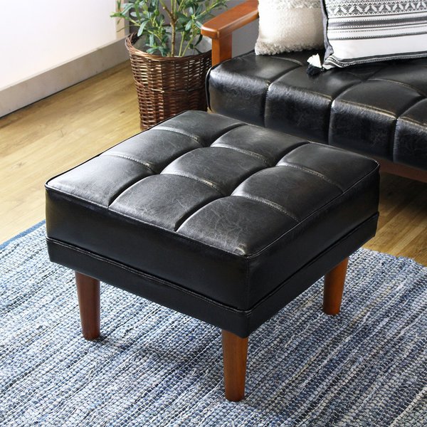 オットマン スツール ベンチ PVCレザー 足置き ウェービングベルト ヴィンテージ