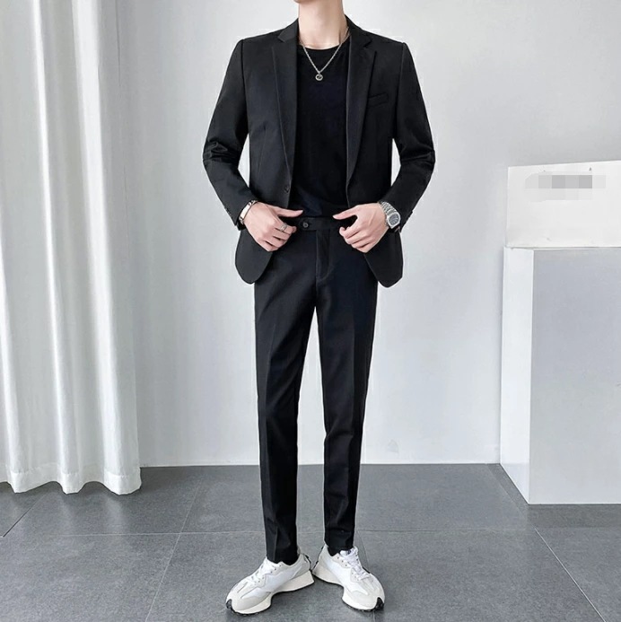 即納可能【高品質】メンズスーツ 一つボダンスーツ 5色 2点セット韓国風 無地柄 簡潔 格好いい 男性用 ビジネス セレモニースーツ フォーマル スリム パーティー サラリーマン 結婚式 卒業式 高品