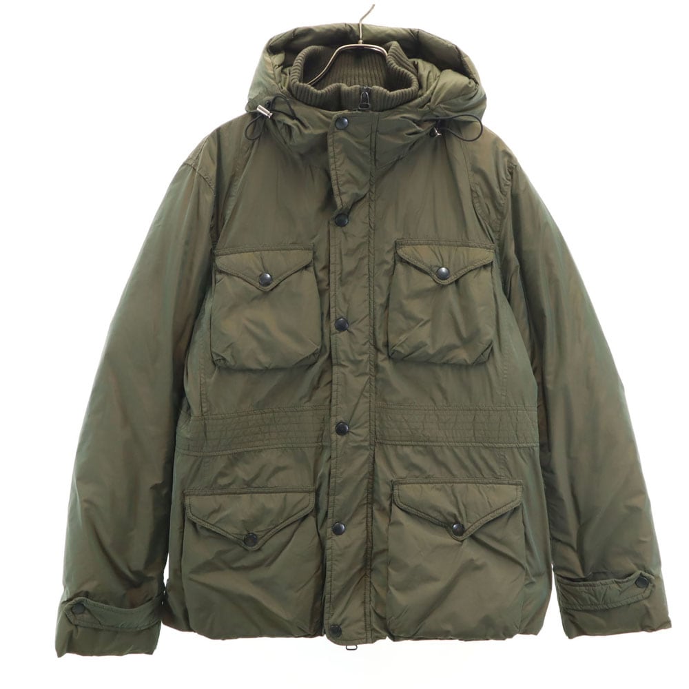 ポーランド製 ミドル グース ダウンジャケット 48 カーキ フーディー メンズ 古着