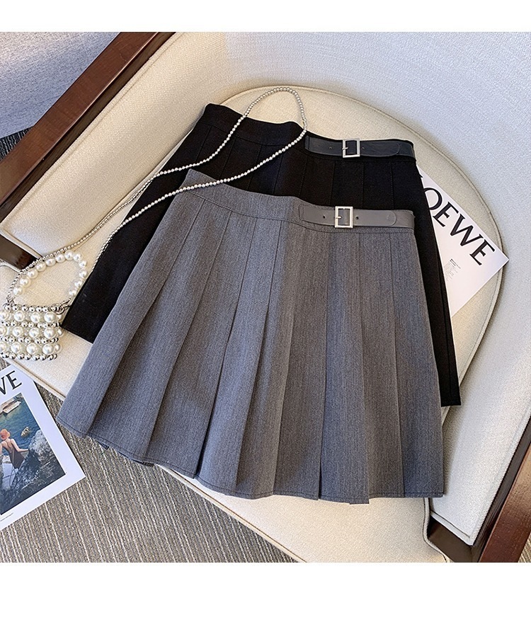 スカート プリーツ ショート スリム ベルト ウエストマーク 大人可愛い きれいめ カジュアル 上品 おしゃれ かっこいい こなれ感 ガーリー 個性的 レディース 20代 4XL 無地 オルチャン