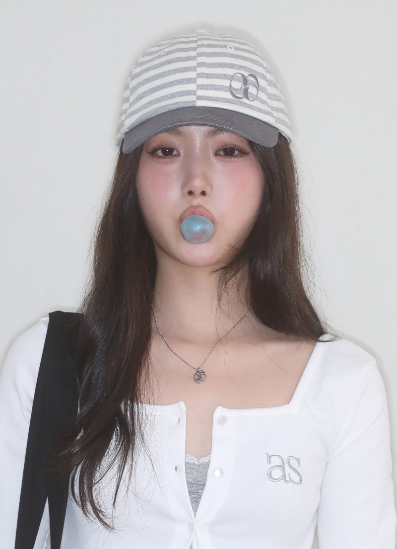 【AS"ON】 DUO STRIPE BALL CAP / GRAY キャップ 正規品