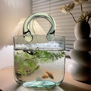 クリエイティブガラス花瓶透明水上げリビングルーム飾りフラワーアレンジメント花瓶北欧インスタイルシンプルドライフラワーネットレッド
