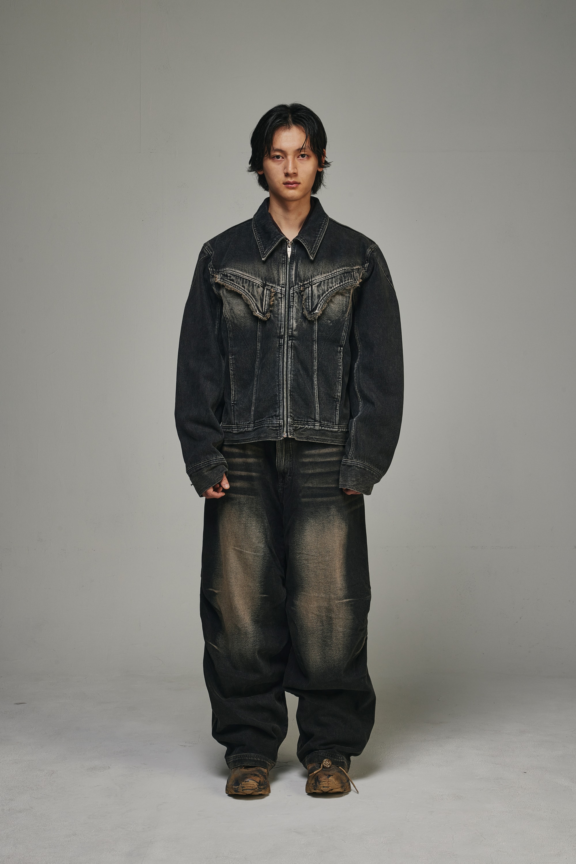 【BLR】 DUSK PARACHUTE WIDE DENIM PANTS