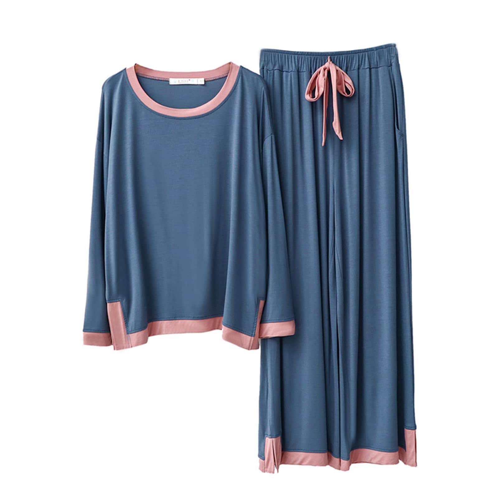 [Unifizz] パジャマ レディース 長袖 上下セット レーヨン 肌に優しい ロングパンツ ゆったり かわいい ルームウェア おしゃれ 部屋着 無地 薄手 寝間着 カーディガパジャマ 旅行 春秋