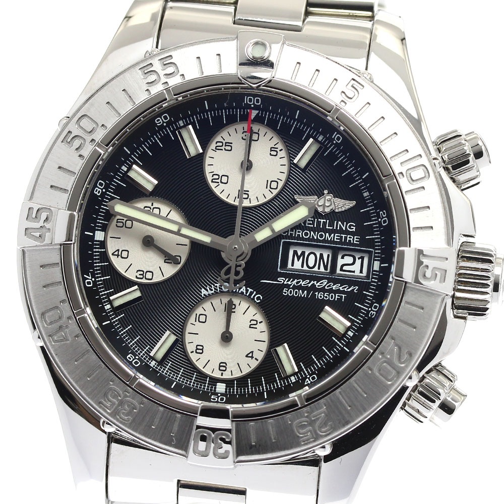 ブライトリング BREITLING A13340 スーパーオーシャン クロノグラフ デイデイト 自動巻き メンズ 良品 保証書付き_884507【中古】