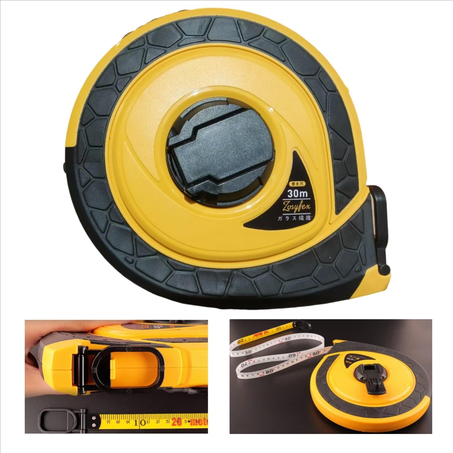 Zosyfex ガラス繊維 メジャー 巻尺 皮巻き尺 3倍の回収速度 測量用50m巻き尺30m巻き尺,20m巻き尺,防錆性・耐久性コンパクト設計計測・測量・測定用運動会・土木・ガーデニングに最