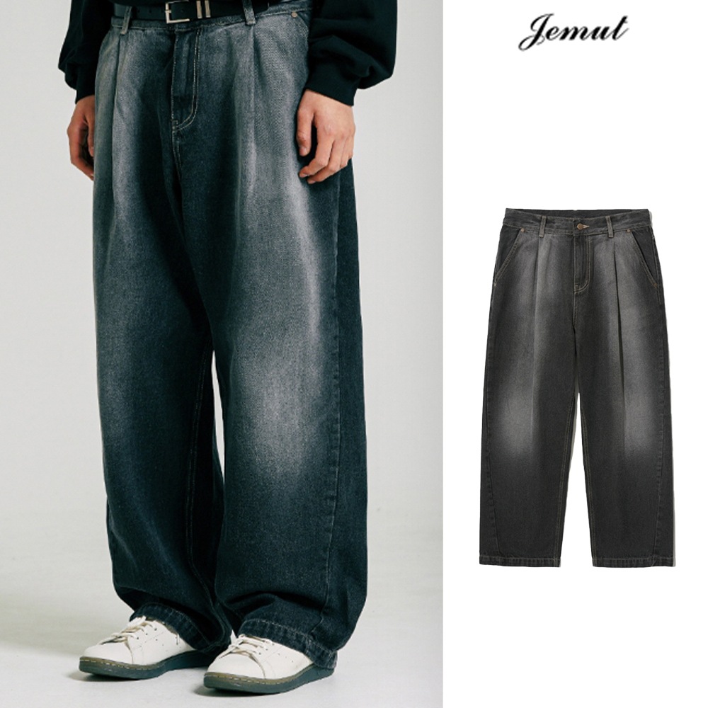 [JEMUT] Vapour Wide Balloon Denim Pants