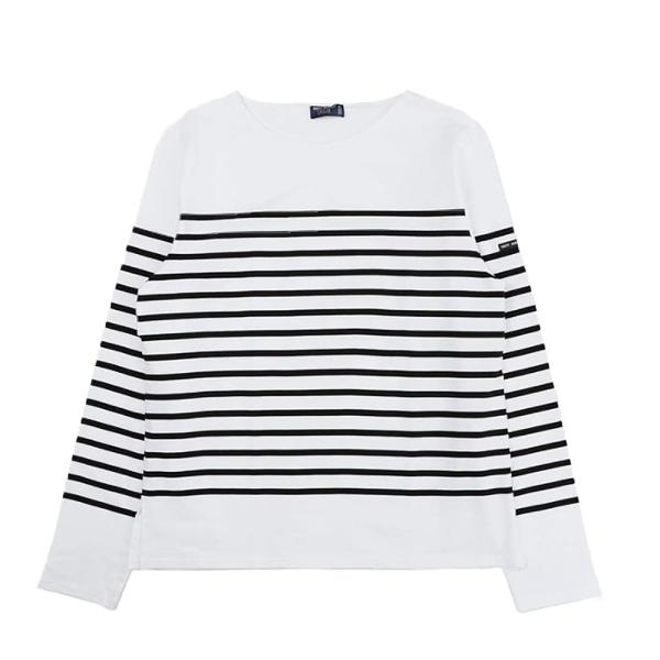 セントジェームズ SAINT JAMES NAVAL ロングTシャツ ロンT 長袖 ボーダー NAVAL-2691-NEIGE-NOIR-M レディース メンズ ホワイト ブラック