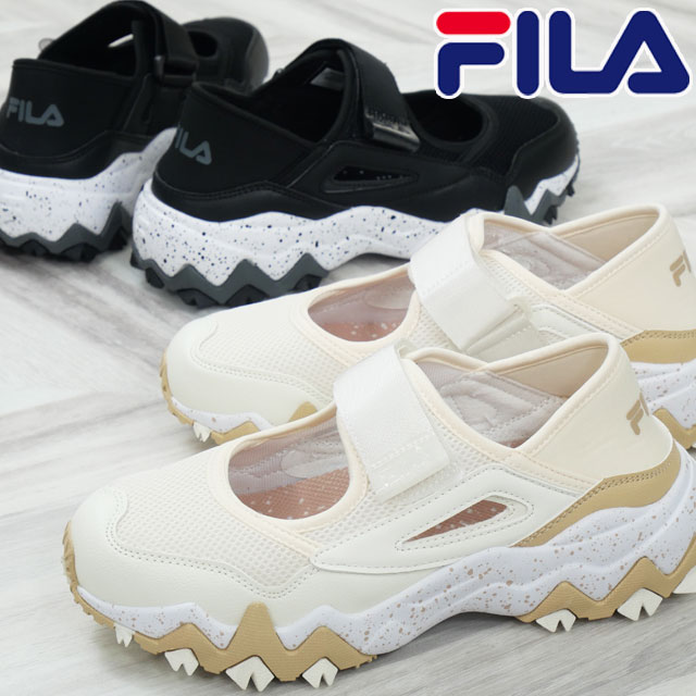 フィラ スニーカー レディース オークモント リカバー ローカット ベルクロ アウトドア マジック カジュアルシューズ 踵を踏んでも履ける キャンプ USS24028 003 ブラック 黒 147 ス