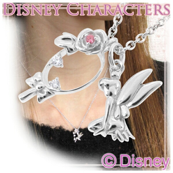 Disney ディズニー 手鏡と ティンカーベル シルバーネックレス ティンク ペンダント 公式