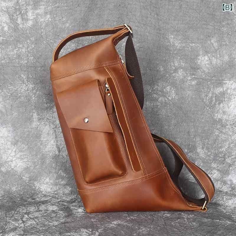 チェスト バッグ クロスボディ レザー 本革 アウトドア カジュアル バイク 自転車 観光 街歩き 斜め掛け メンズ 登山 バッグ レトロ バッグ 大