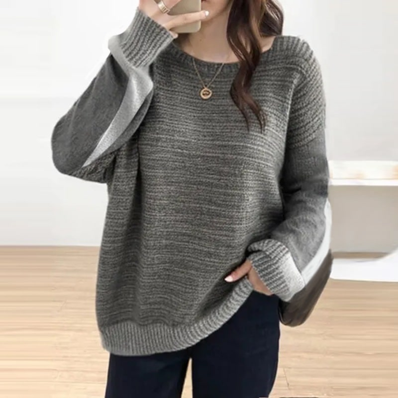 【SNSで話題沸騰】 シンプル 長袖 配色 ラウンドネック ニット レディース