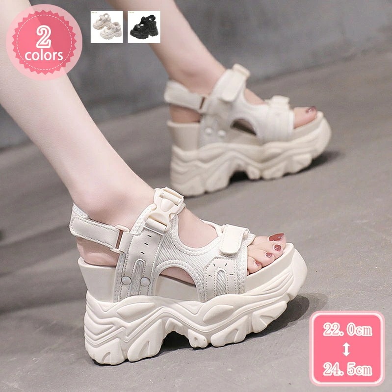 777円OFFクーポン サンダル レディース 厚底 シューズ スポーツサンダル スニーカー マジックテープ アウトドア コンフォート サンダル 歩きやすい 軽量 疲れない ストラップ 靴 面ファスナー 7,980円