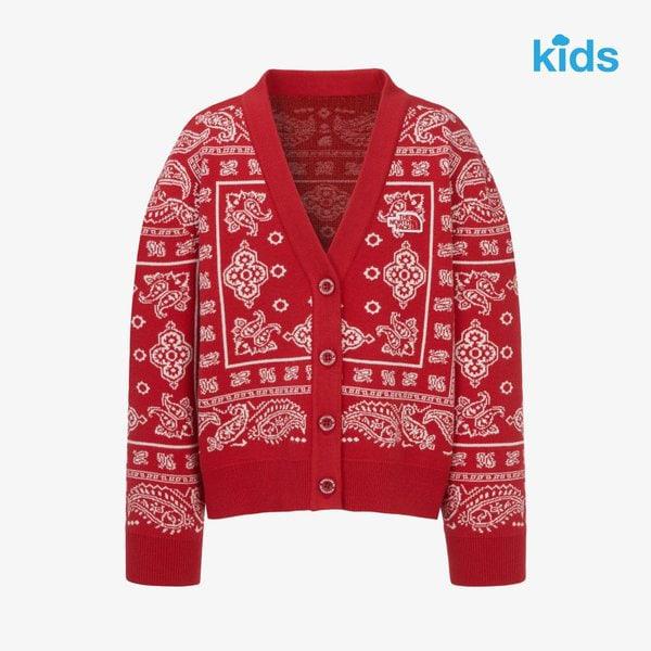 キッズペイズリーカーディガン NJ5SR53T RED