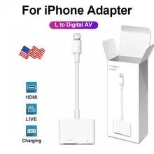Apple L から Hdmi デジタル AV アダプタ iPhone 14 プロマックス 13 12 11 XS X XR HDMI プロジェクター同期画面コンバータと充電