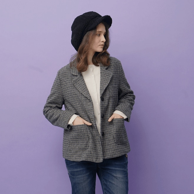 チェック袖パンショートジャケット 7,026円