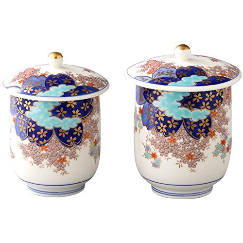 湯のみ : 有田焼 秋桜草 夫婦湯呑