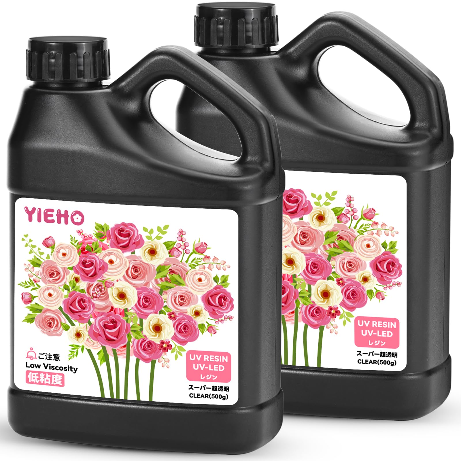 YIEHO UV レジン液1000g, 大容量低粘度超透明硬いUV レジン液速ハード-レジン初心者向け Resin UV/LED対応DIYハンドメイドジュエリー, 工業用鋳造樹脂アートワーク