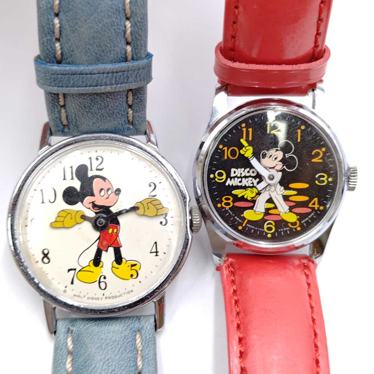 【中古】[ジャンク][2点セット] ディズニー・ミッキーマウス 手巻き 腕時計 ヴィンテージ