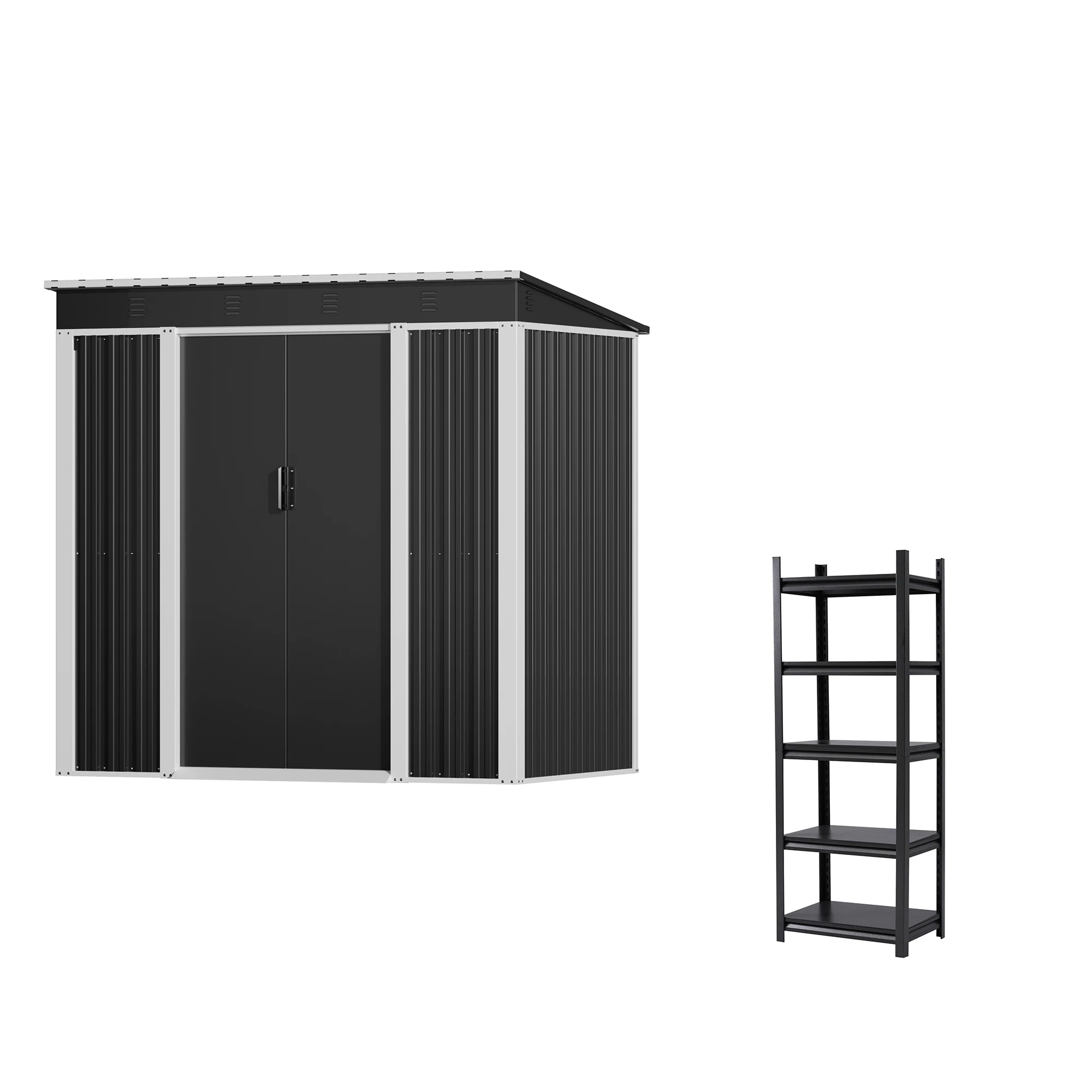 【国内発送&送·料·無·料】【2025年新仕様】【収納棚付き】物置 屋外 倉庫 スチール 大型 幅180*奥行き120*高185 物置き 防水 戸外収納庫 収納庫 屋外物置 防さび ベランダ おしゃれ