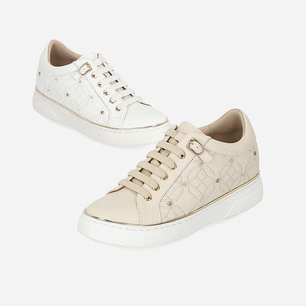 女性牛革キ高さ刺繍ポイントスニーカー3.5cm LCWS79U413_YS